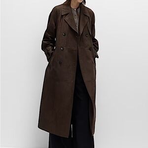 Marks & Spencer Double Breasted Longline Suedette Trench Coat